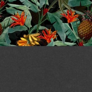Charcoal Gray (CG06) + Uta Naumann Tropical Leaves Pineapples and Bananas Black (UNA239019)
