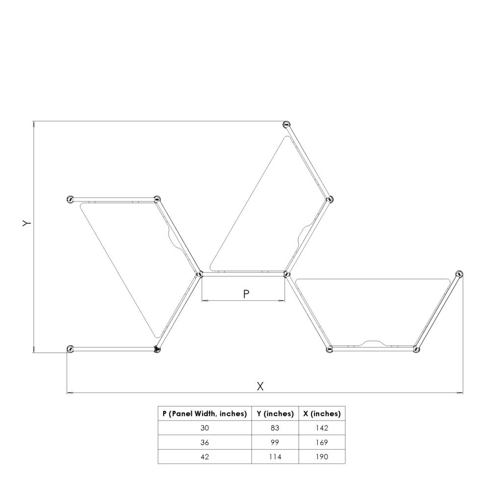 Four Panels - Hexagon 1 - Line Drawings