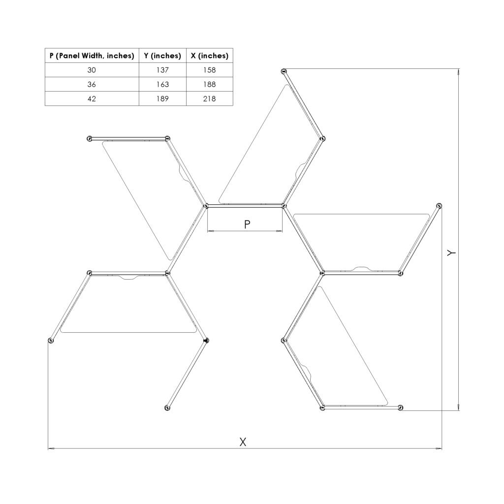 Four Panels - Hexagon 2 - Line Drawings