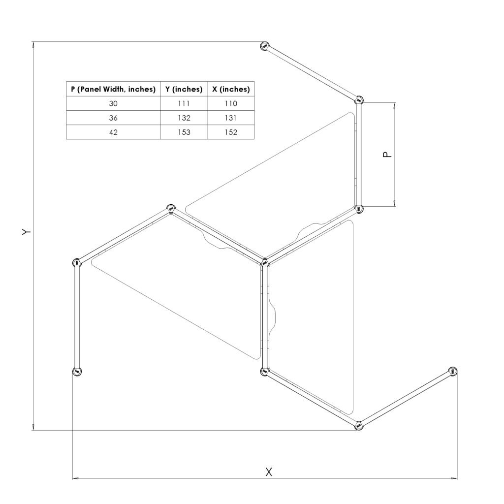 Four Panels - Radial - Line Drawings