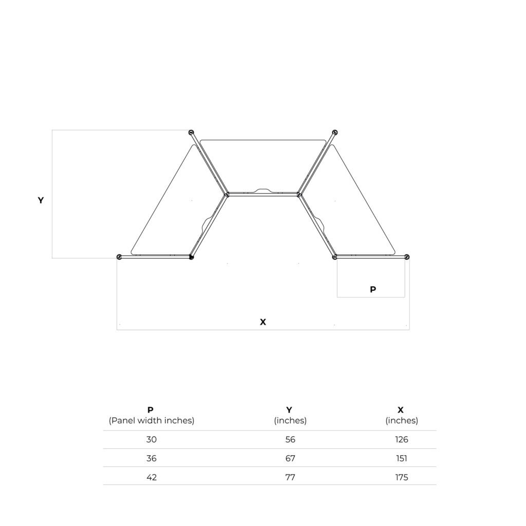 Three Panels Hexagon 1 - Line Drawings