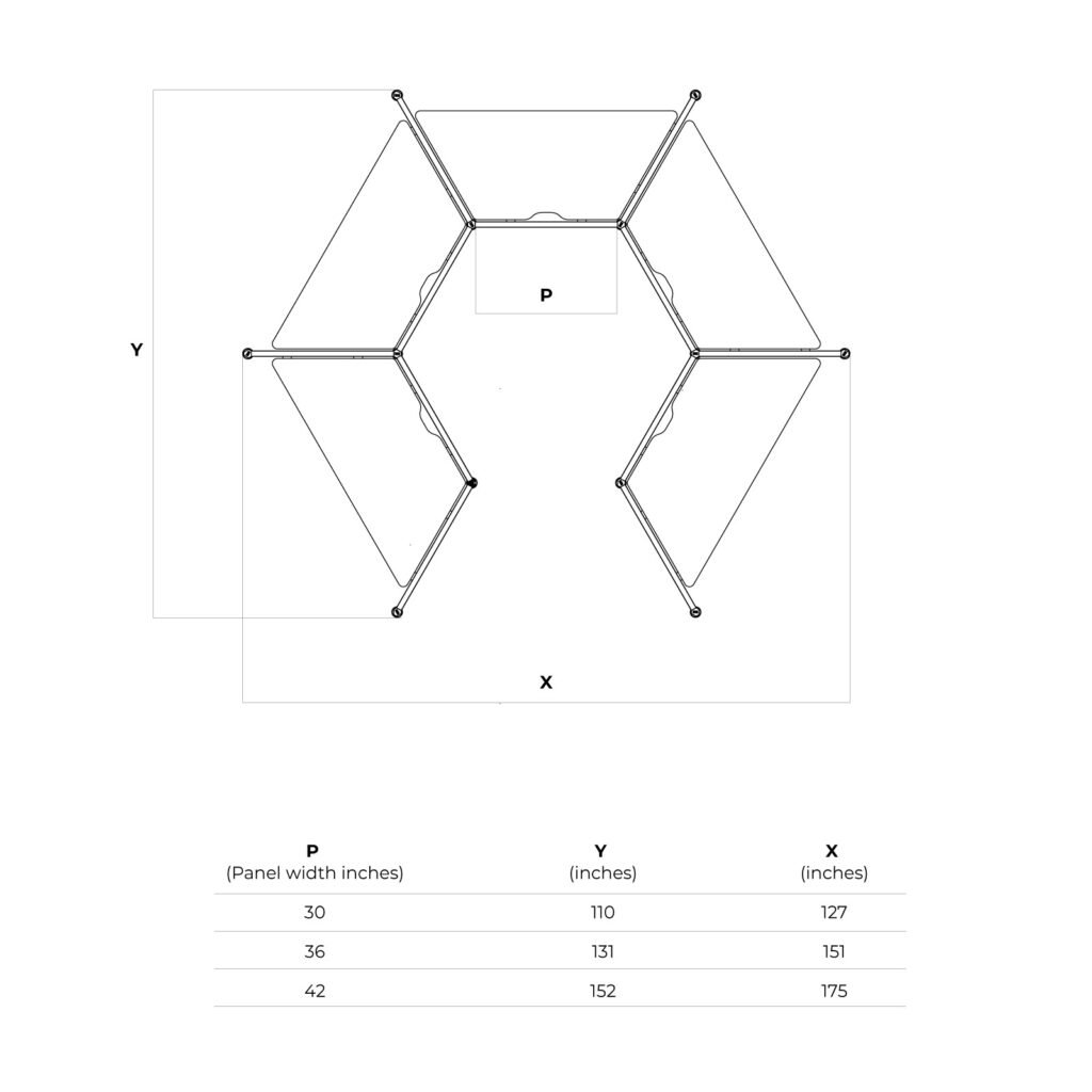 Three Panels Hexagon 2 - Line Drawings