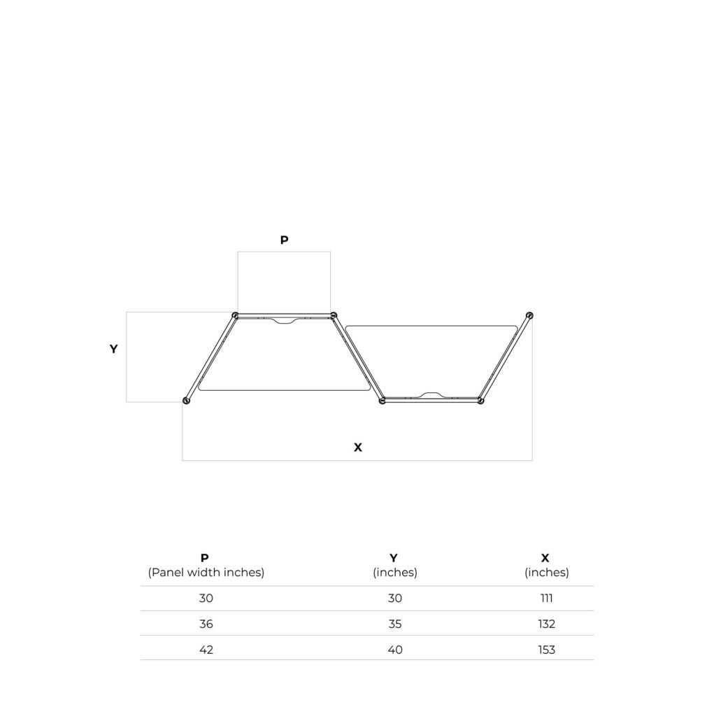 Three Panels Linear Double - Line Drawings