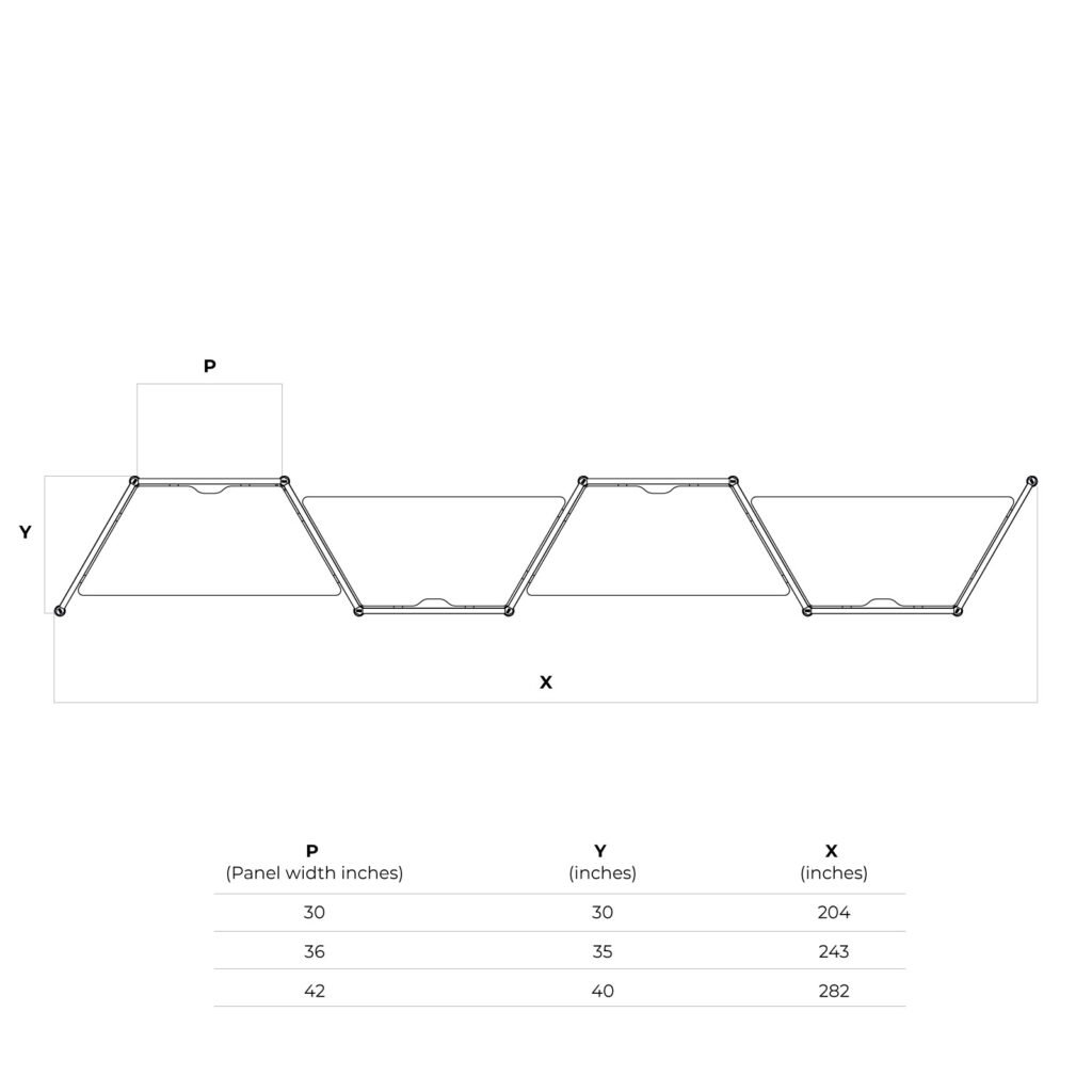 Three Panels Linear In Line - Line Drawings